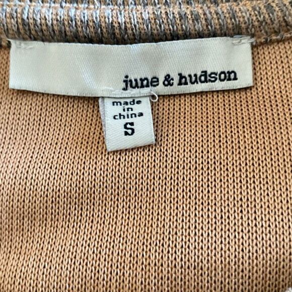 June & Hudson Women's Tan Knitted Puff Shoulder Ribbed Pullover Sweater Size S - Picture 7 of 7